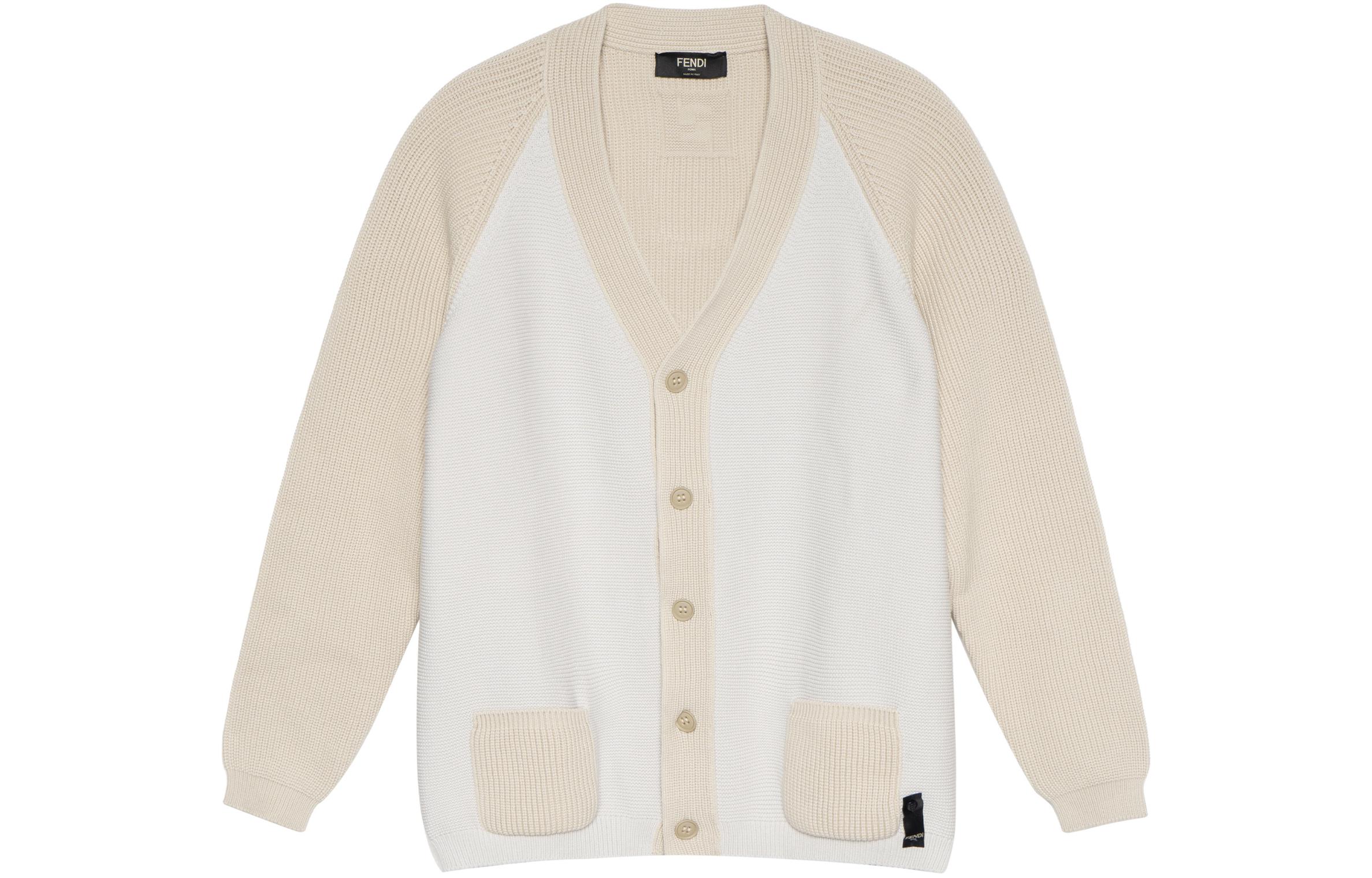 FENDI SS22  Colorblock Knit Hoodie with Single Button Closure. FZC498AIBIF1GJP