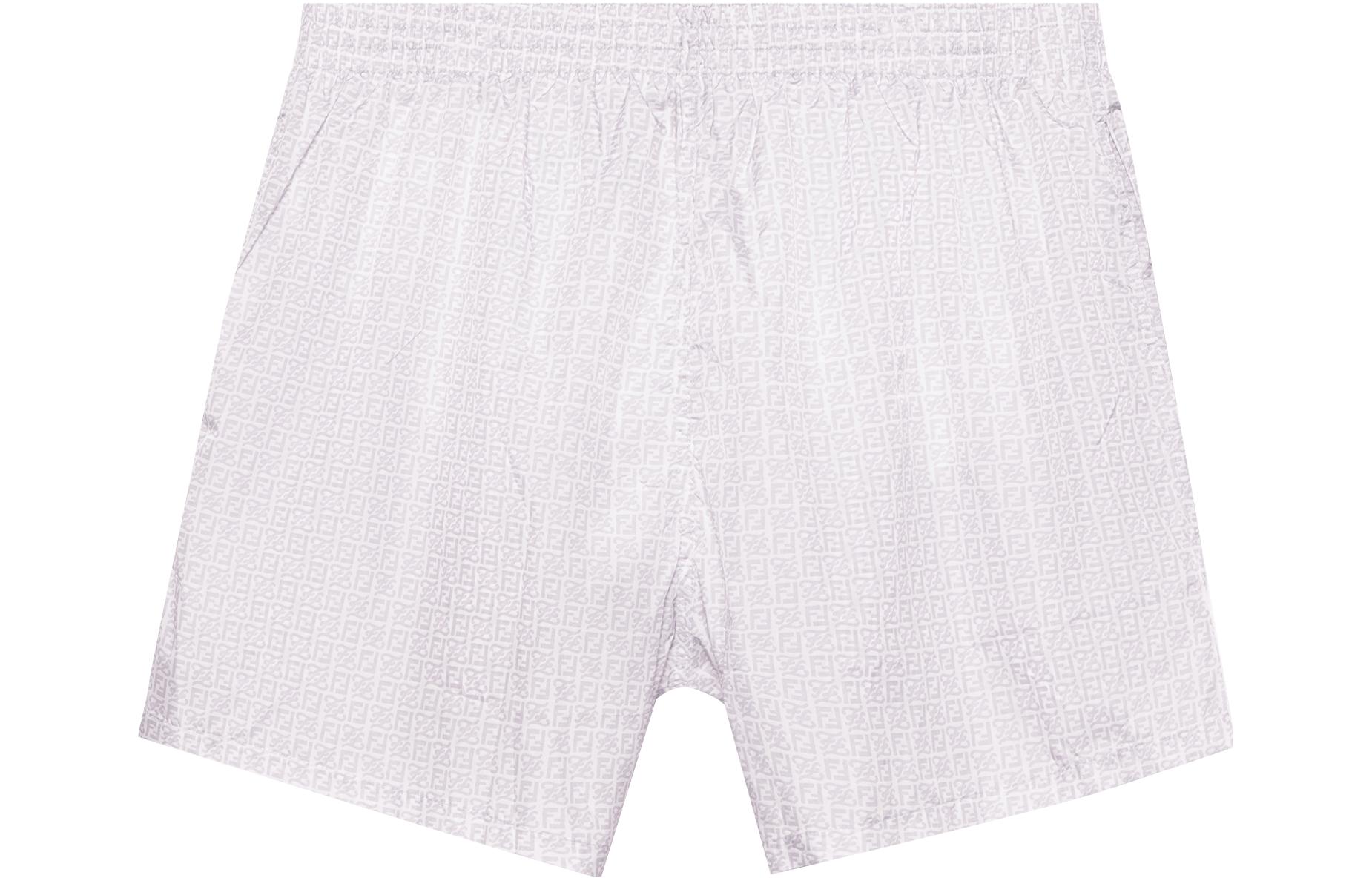 Lookbook FENDI SS22 FF标志松紧海滩休闲短裤 浅紫色. FXB077AH3WF1GW7