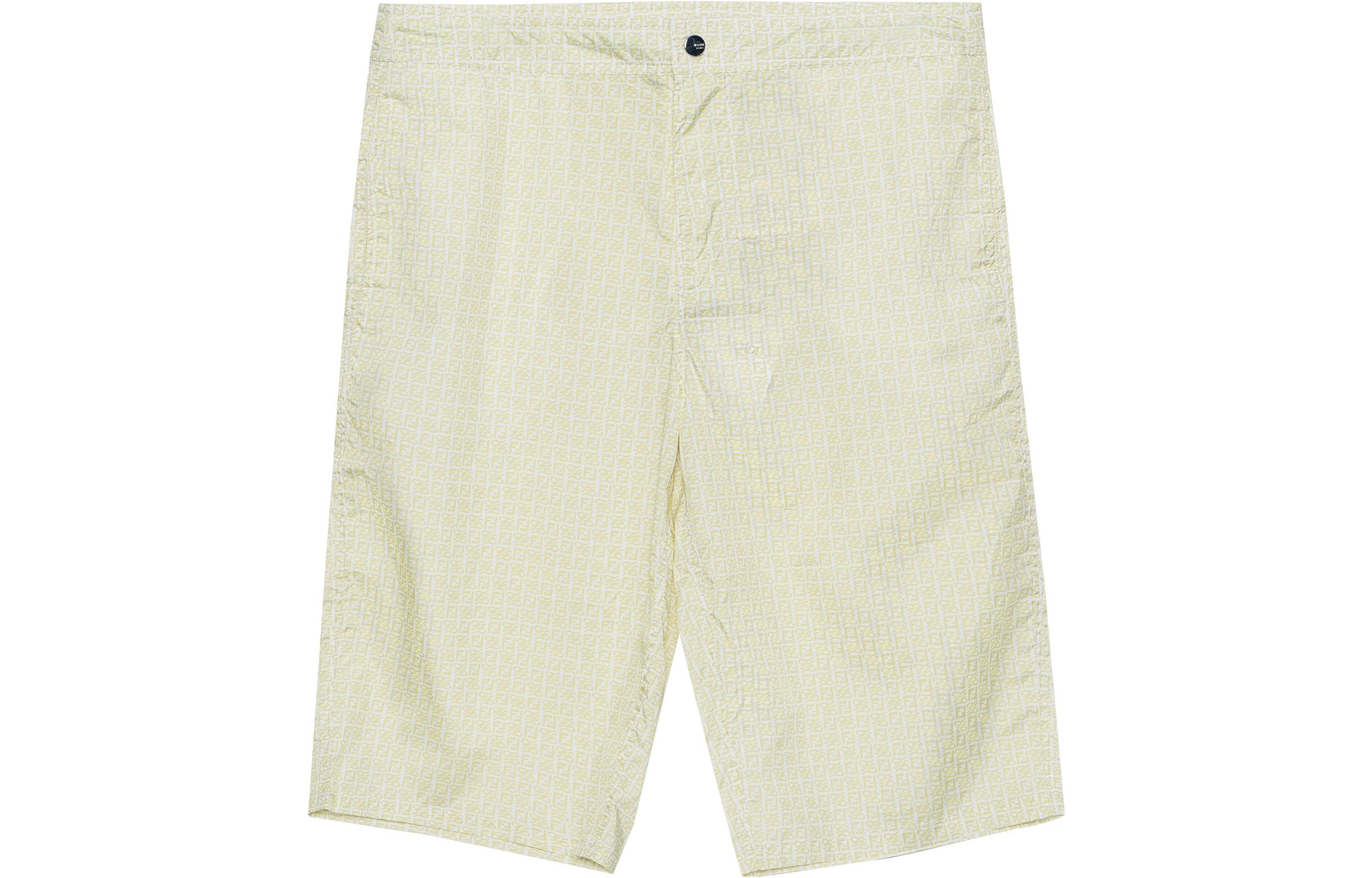 FENDI SS22  Light Green Plaid Button Mid-Rise Straight Shorts. FXB079AH3WF1GW6