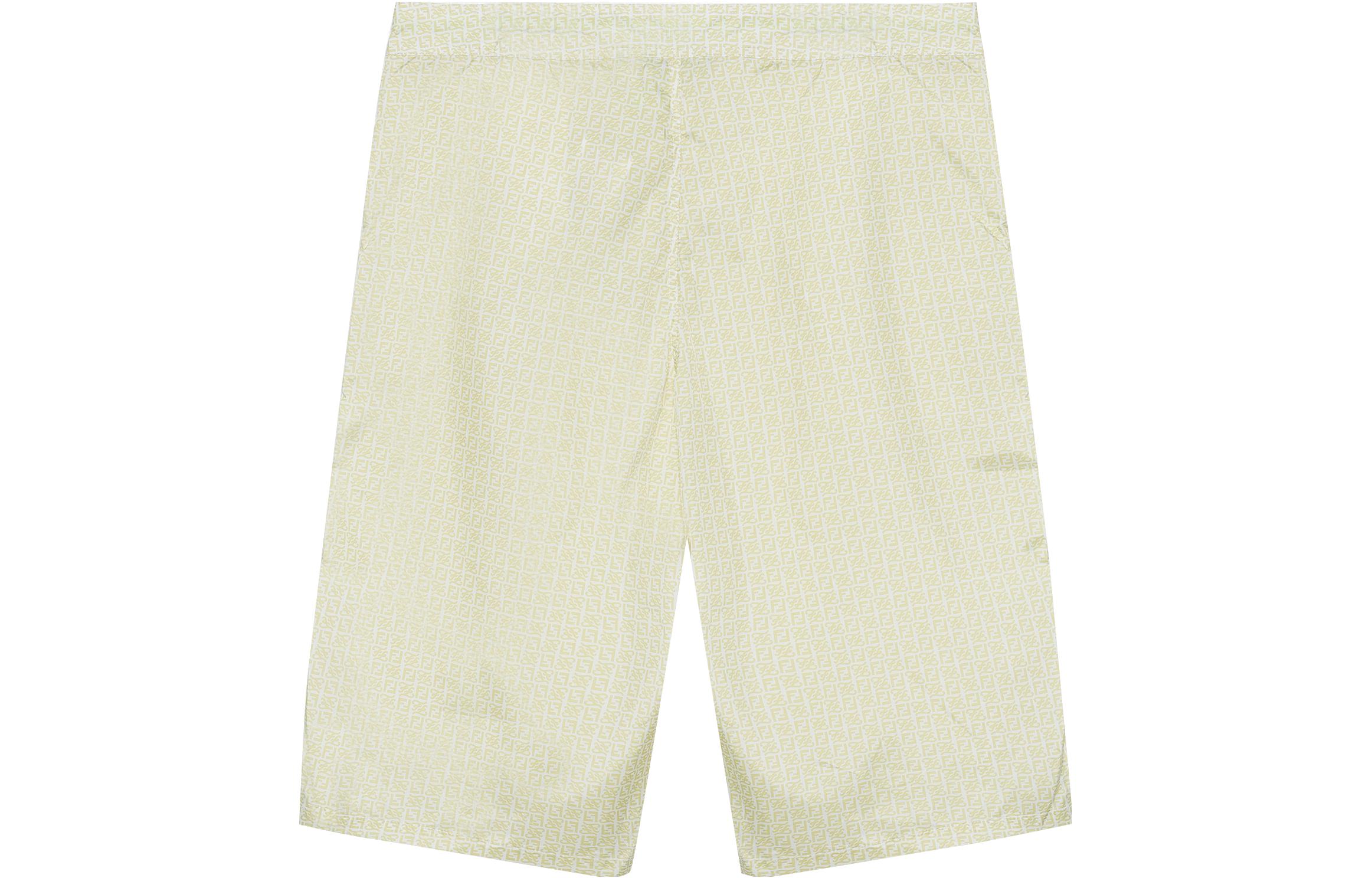 Lookbook 芬迪 SS22 浅绿色格纹纽扣中腰直筒短裤. FXB079AH3WF1GW6