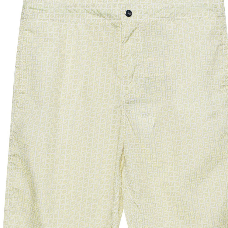 Cheap 芬迪 SS22 浅绿色格纹纽扣中腰直筒短裤. FXB079AH3WF1GW6