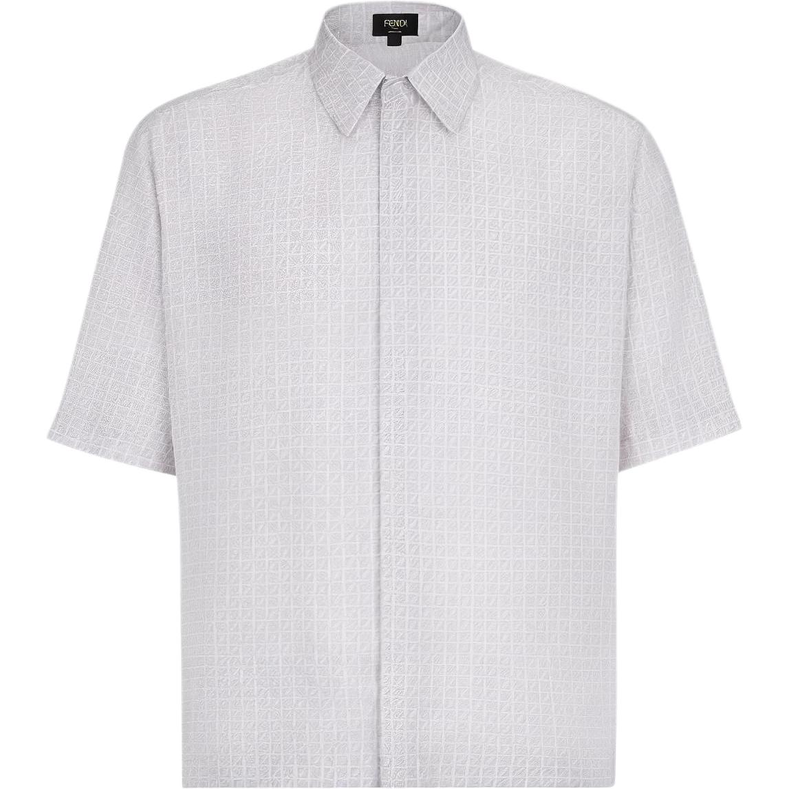 FENDI SS22  Light Purple Short Sleeve Shirt with Logo Print and Collar. FS0795AI8PF0F5U