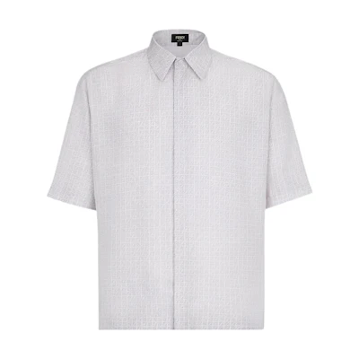 FENDI SS22 Light Purple Short Sleeve Shirt with Logo Print and Collar. FS0795AI8PF0F5U