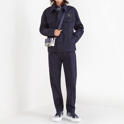 FENDI SS22 極簡實搭藍色丹寧牛仔褲 FLP288AIZBF0QGO Shop FENDI SS22 極簡實搭藍色丹寧牛仔褲 FLP288AIZBF0QGO