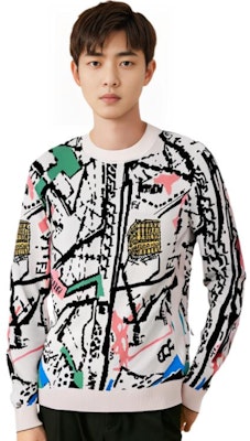 FENDI SS22 Multicolor Monogram Print Long Sleeve Knit Sweater. FZX038AIBOF15A5 Details for FENDI SS22 Multicolor Monogram Print Long Sleeve Knit Sweater. FZX038AIBOF15A5