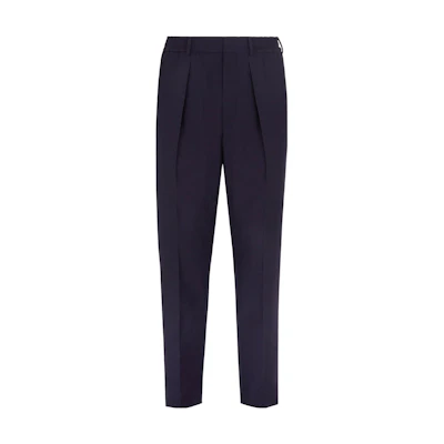 FENDI SS22 Straight-Cut Casual Wool Pants Blue FB0767A9RMF0QA2