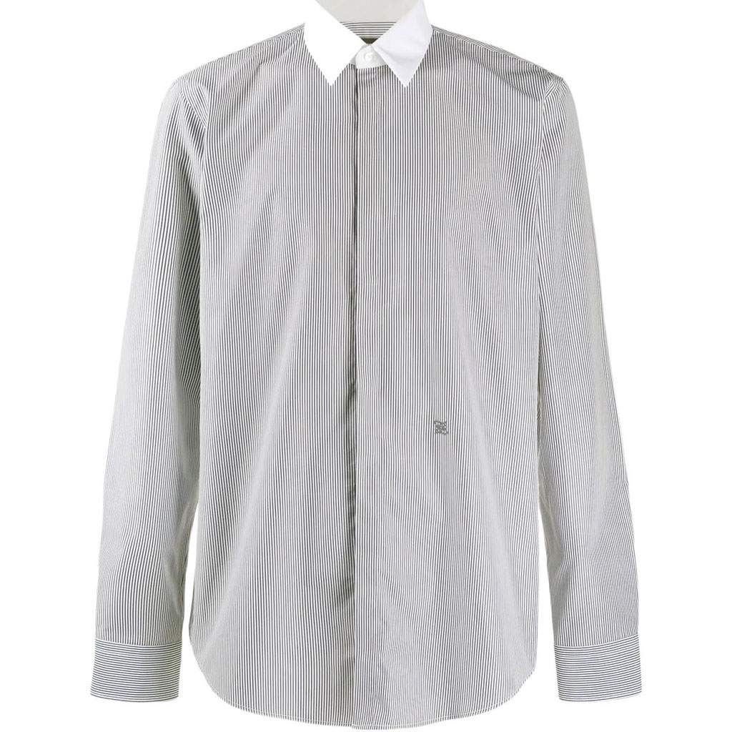 FENDI SS22  Striped Collared Long Sleeve Shirt Grey. FS0585A9GJF0QC7