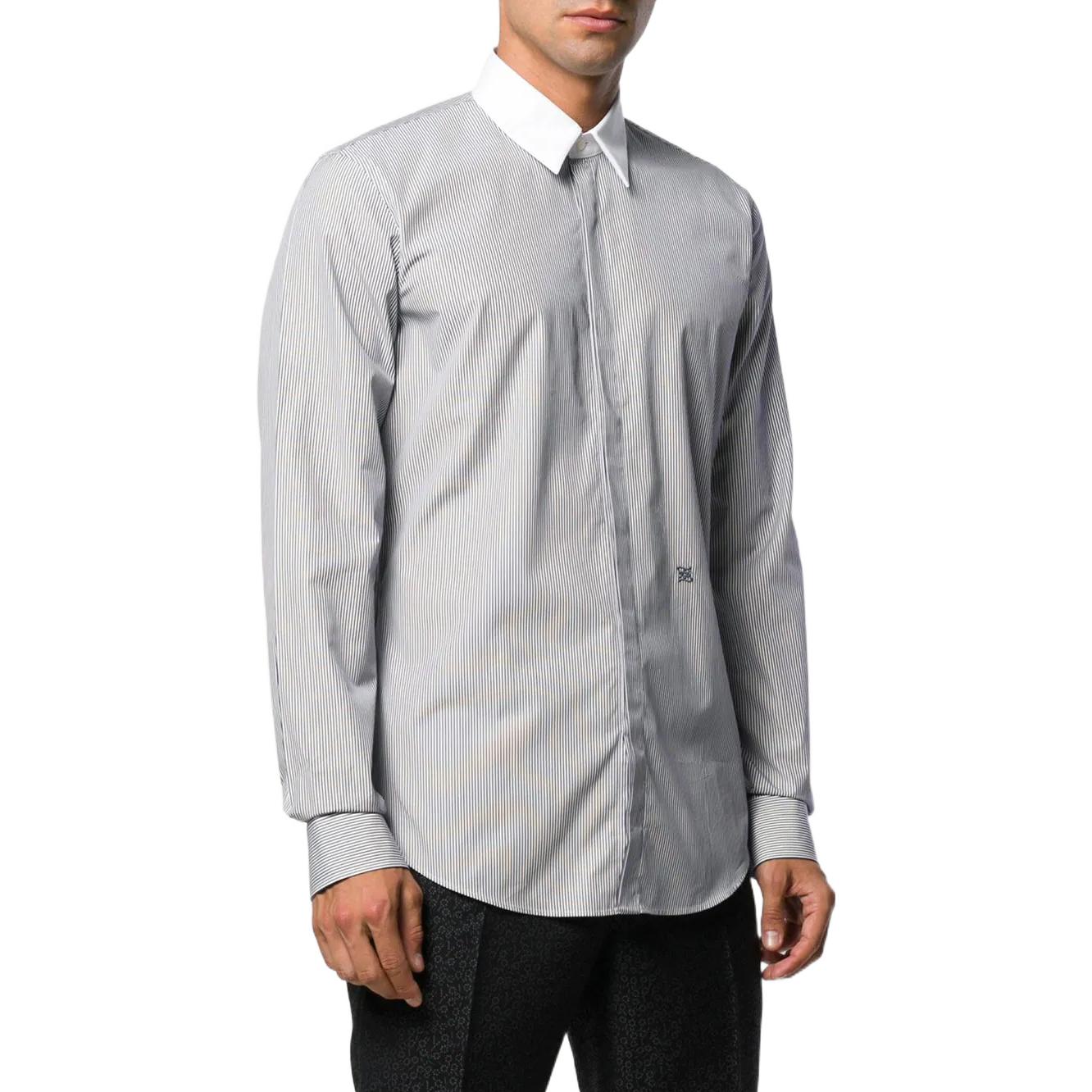 Shop 芬迪 SS22 条纹翻领长袖衬衫 灰色. FS0585A9GJF0QC7