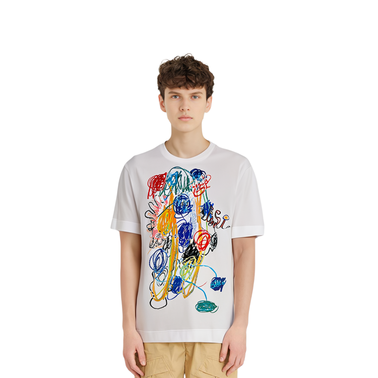 FENDI SS22  White Graffiti Print Crewneck T-Shirt. FY0936AH0PF0QA0 圖 6