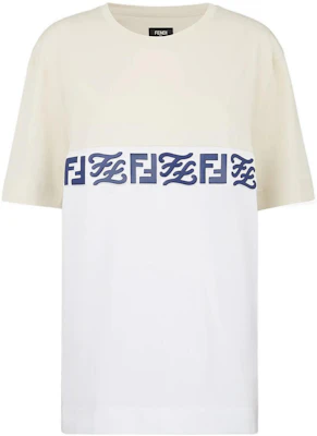 FENDI SS22 White Logo Print Colorblock Relaxed Fit T-Shirt. FY0936AIU8F0ZE0 Order FENDI SS22 White Logo Print Colorblock Relaxed Fit T-Shirt. FY0936AIU8F0ZE0