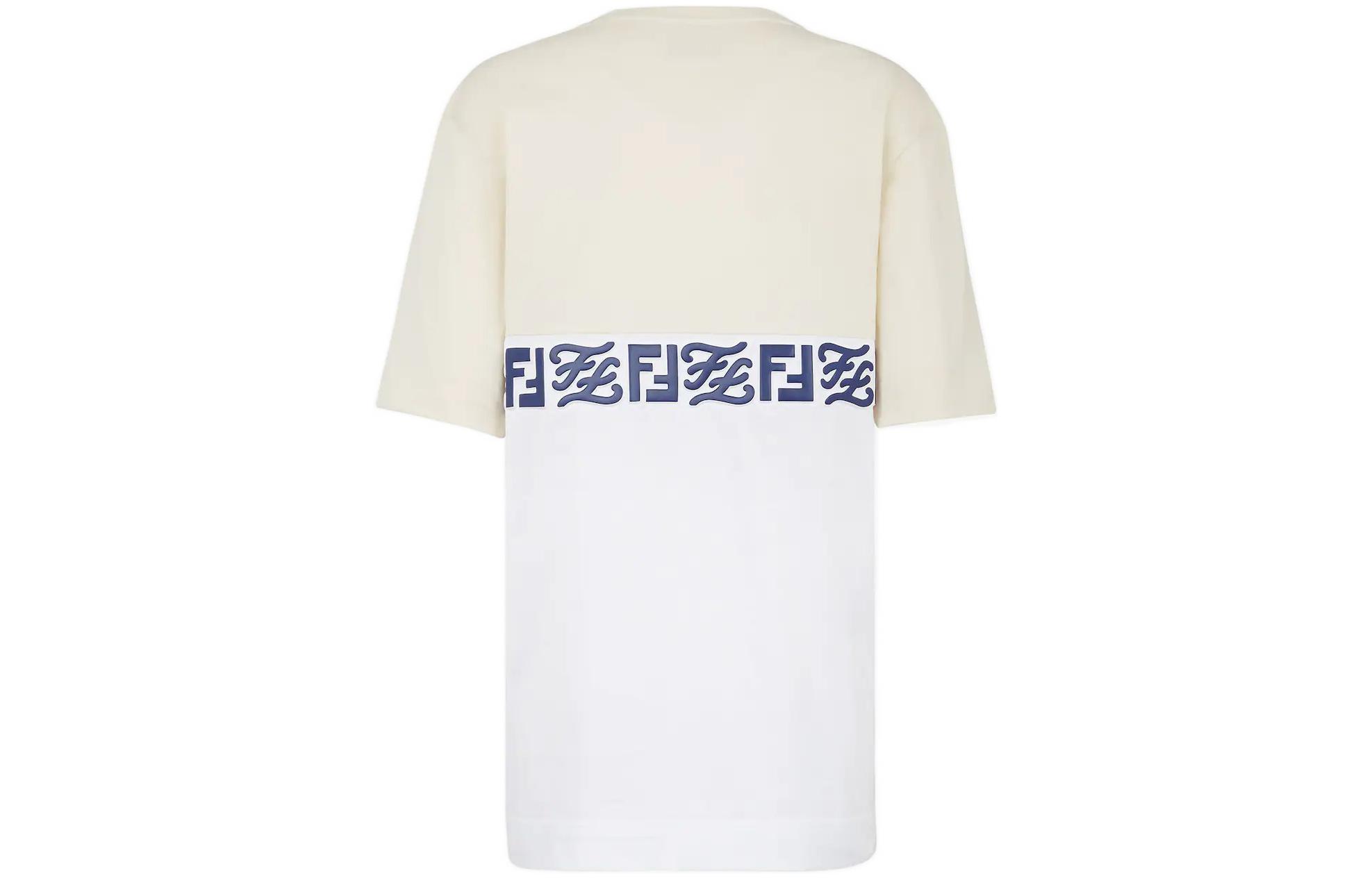 Lookbook FENDI SS22 화이트 로고 프린트 컬러블록 릴렉스드 핏 티셔츠 FY0936AIU8F0ZE0