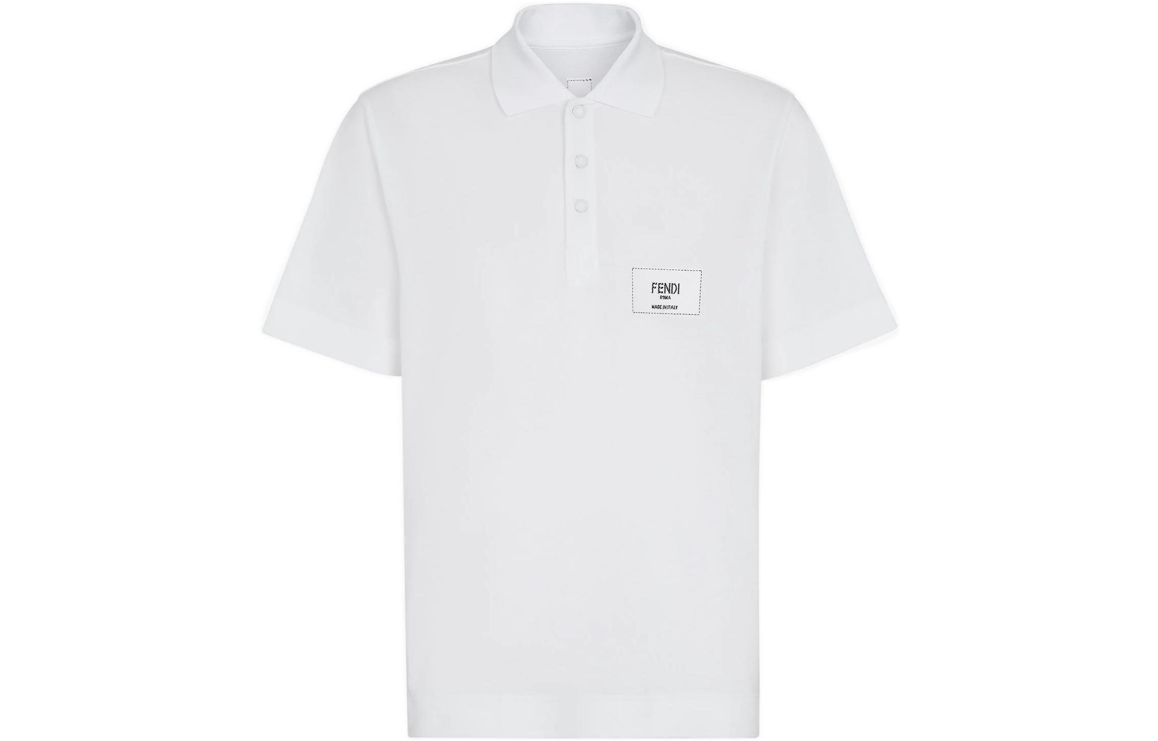 Order FENDI SS22 Baju Polo Putih Lengan Pendek Fesyen dengan Butang. FY1131A9RPF0WA0