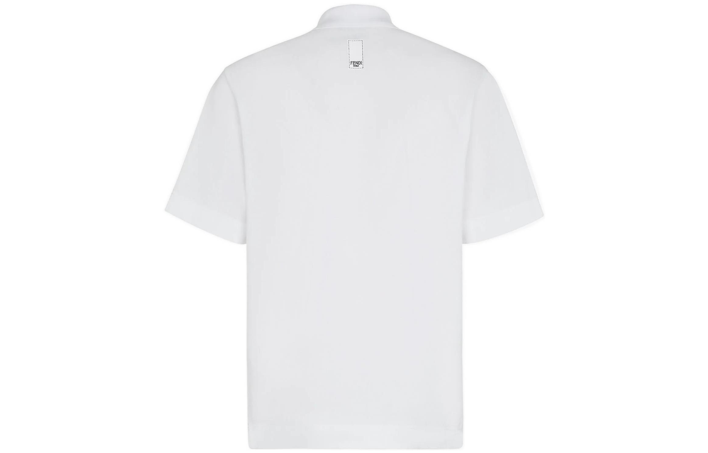 Lookbook FENDI SS22 Baju Polo Putih Lengan Pendek Fesyen dengan Butang. FY1131A9RPF0WA0