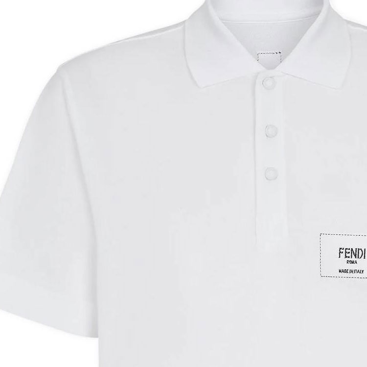 Cheap FENDI SS22 Baju Polo Putih Lengan Pendek Fesyen dengan Butang. FY1131A9RPF0WA0