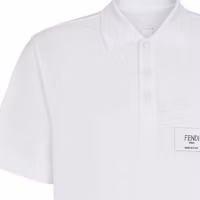 Cheap FENDI SS22 白色直筒短袖釦細節Polo衫 FY1131A9RPF0WA0