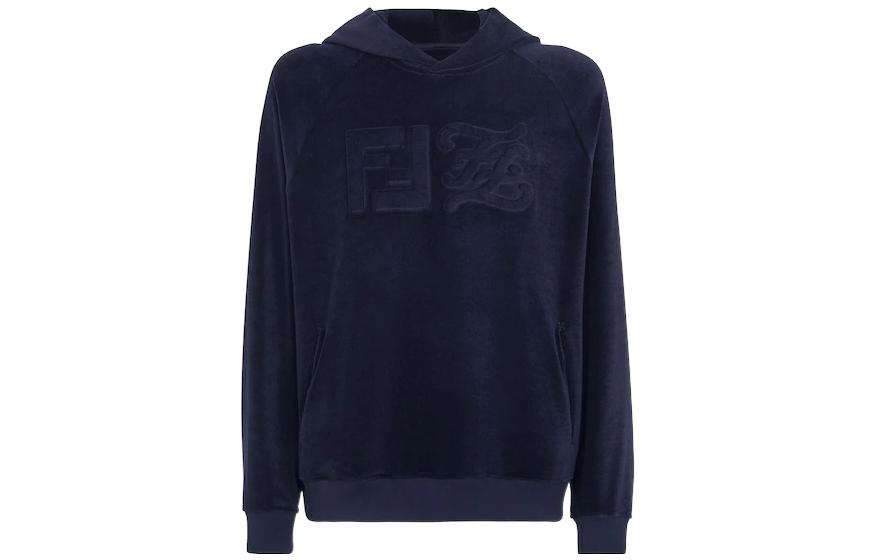 Fendi SS22 Blue Embossed Monogram Casual Loose-Fit Long-Sleeve Sweatshirt FY1102A9RUF0QA2