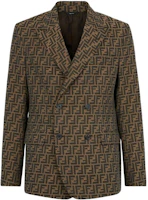 Fendi SS22 Brown Double-Breasted Monogram Logo Jacket FJ0684A6WJF1440 Fendi SS22 Brown Double-Breasted Monogram Logo Jacket FJ0684A6WJF1440