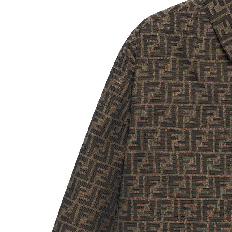 Sizing FENDI 男士SS22棕色印花单排扣Polo领夹克. FW1141A6WJF1440