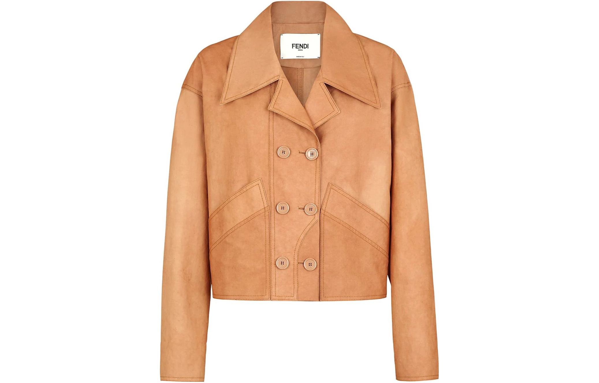 Fendi SS22 Brown Oversized Double-Breasted Casual Jacket FJ7079A5Z6F1AKR