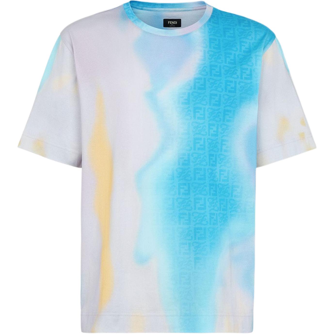 FENDI SS22 Gradient Knit Crewneck Loose Fit T-Shirt Men. FY0936AIFZF1G38