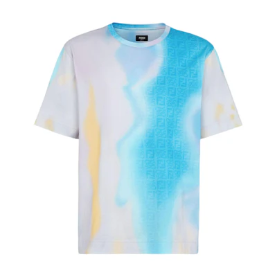 FENDI SS22 Gradient Knit Crewneck Loose Fit T-Shirt Men. FY0936AIFZF1G38