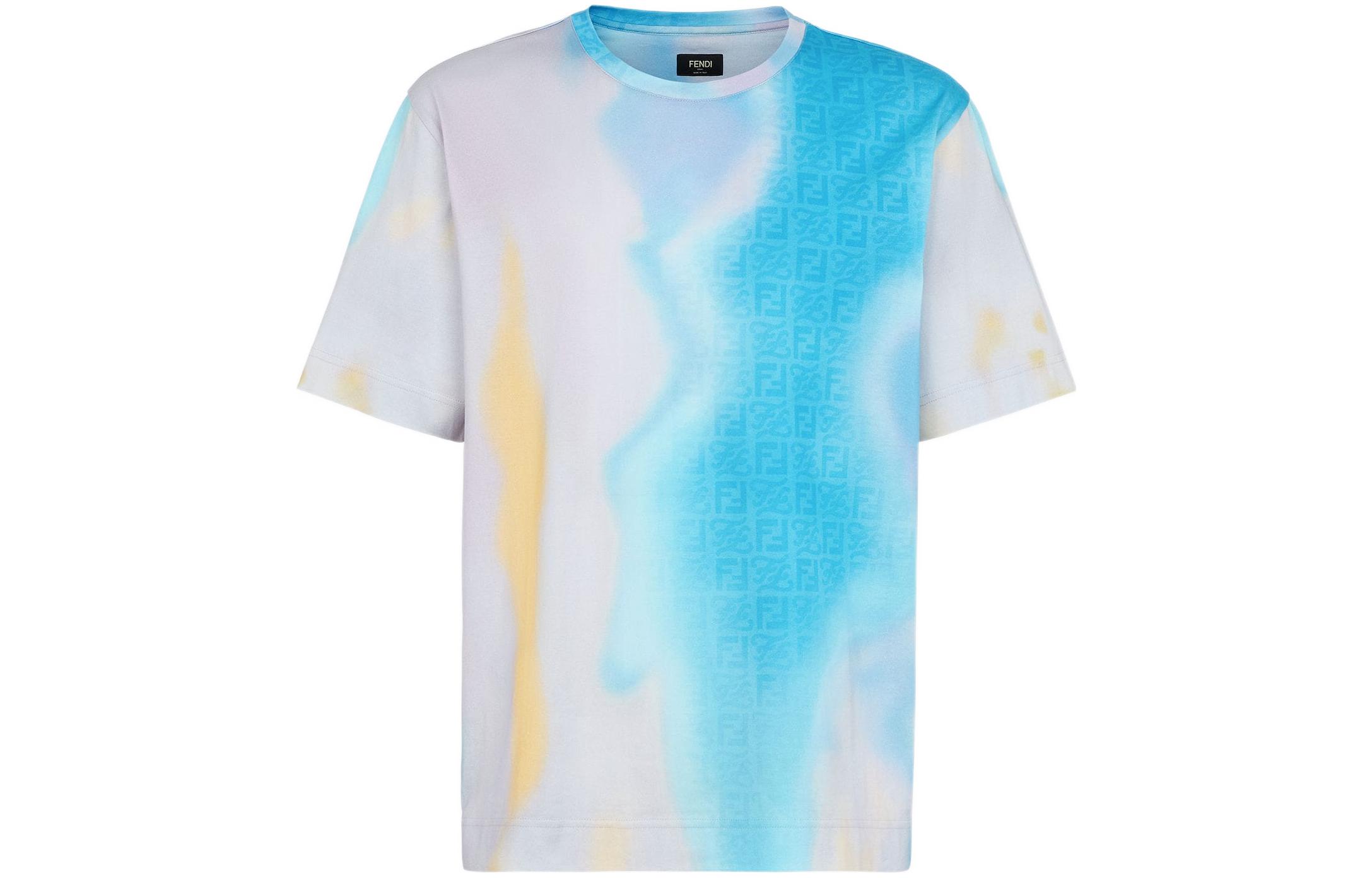 Order FENDI SS22 Gradient Knit Kaos Lengan Pendek Pria Loose Fit. FY0936AIFZF1G38