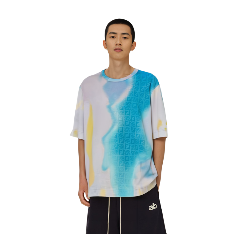 Purchase FENDI SS22 Gradient Knit Kaos Lengan Pendek Pria Loose Fit. FY0936AIFZF1G38