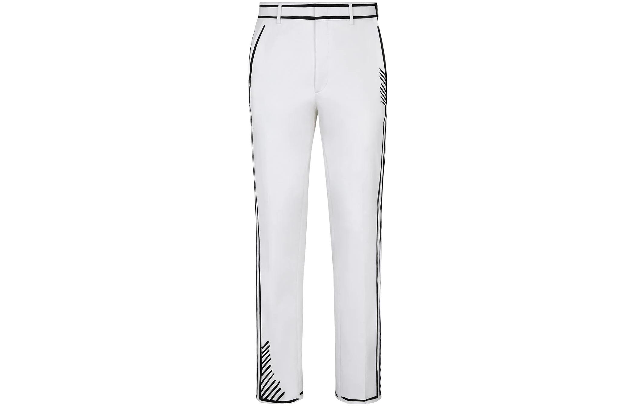 FENDI SS22 High-Waisted Slim Fit Straight Casual Pants White . FB0366AC8XF0QA0