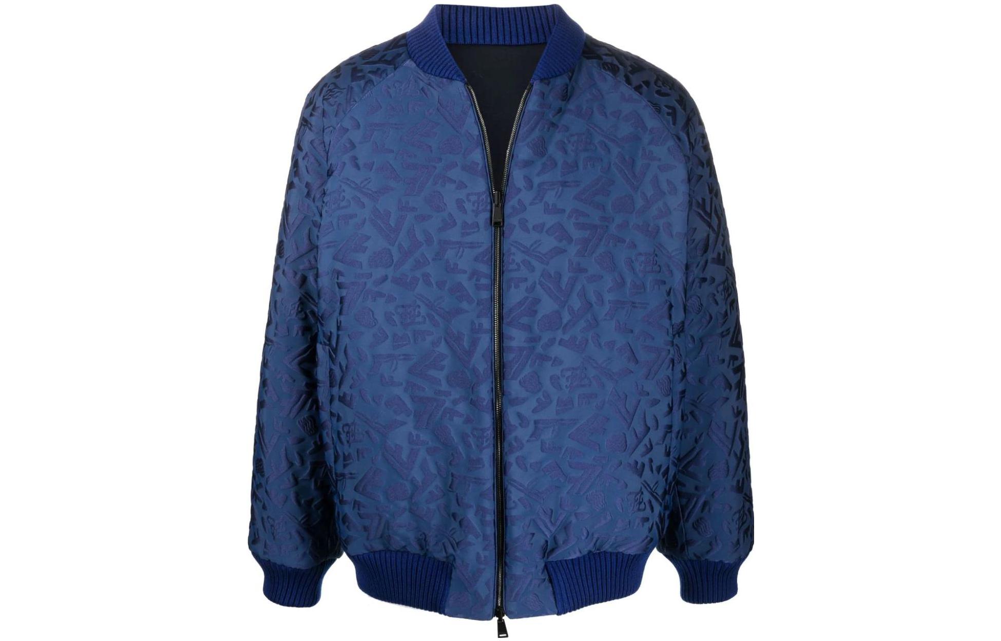 Fendi SS22 Reversible Solid Color Bomber Jacket Men’s Blue FW1108AI6IF0H5A