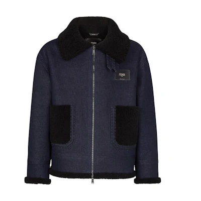 FENDI SS22 Solid Color Zip-Up Collared Jacket Men’s Blue FM0176-AIUY-FO53Z