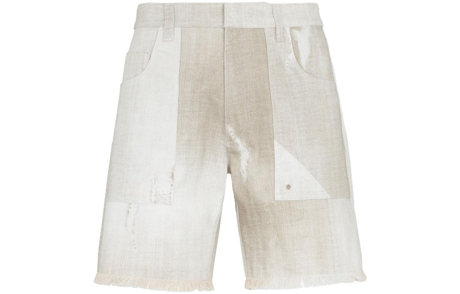 FENDI SS23  Beige Bermuda Denim Shorts with Fringed Hem. FLP307AMYUF1K9G