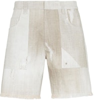 FENDI SS23 Beige Bermuda Denim Shorts with Fringed Hem. FLP307AMYUF1K9G FENDI SS23 Beige Bermuda Denim Shorts with Fringed Hem. FLP307AMYUF1K9G