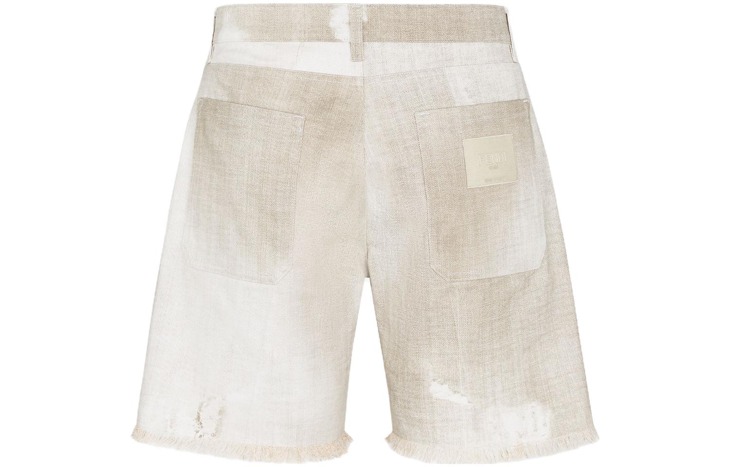 Lookbook FENDI SS23 米色流蘇邊牛仔短褲。 FLP307AMYUF1K9G