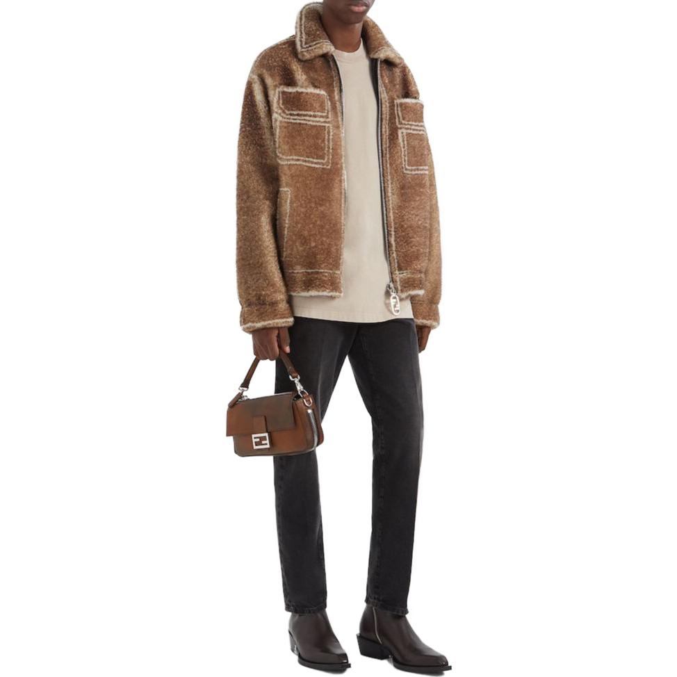 Shop FENDI SS23  Beige Letter Embroidered Crewneck T-Shirt. FY1217APMEF1M20