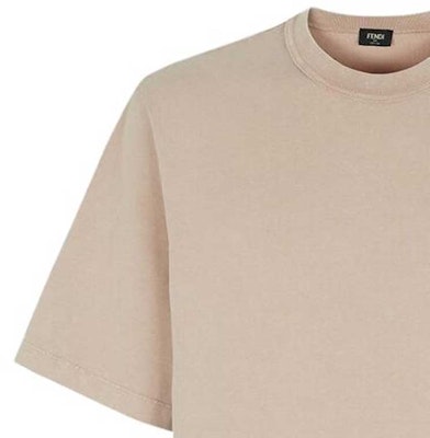 FENDI SS23 Beige Letter Embroidered Crewneck T-Shirt. FY1217APMEF1M20 Details for FENDI SS23 Beige Letter Embroidered Crewneck T-Shirt. FY1217APMEF1M20