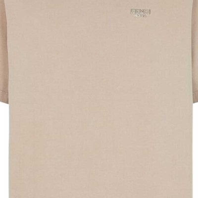 FENDI SS23 Beige Letter Embroidered Crewneck T-Shirt. FY1217APMEF1M20 Sizing FENDI SS23 Beige Letter Embroidered Crewneck T-Shirt. FY1217APMEF1M20