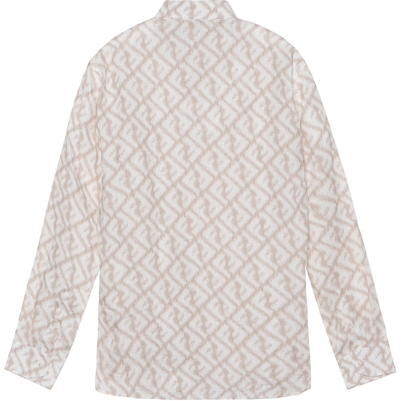 Lookbook FENDI SS23 米色长袖衬衫全版印花标志款式. FS0585AN0KF18DO