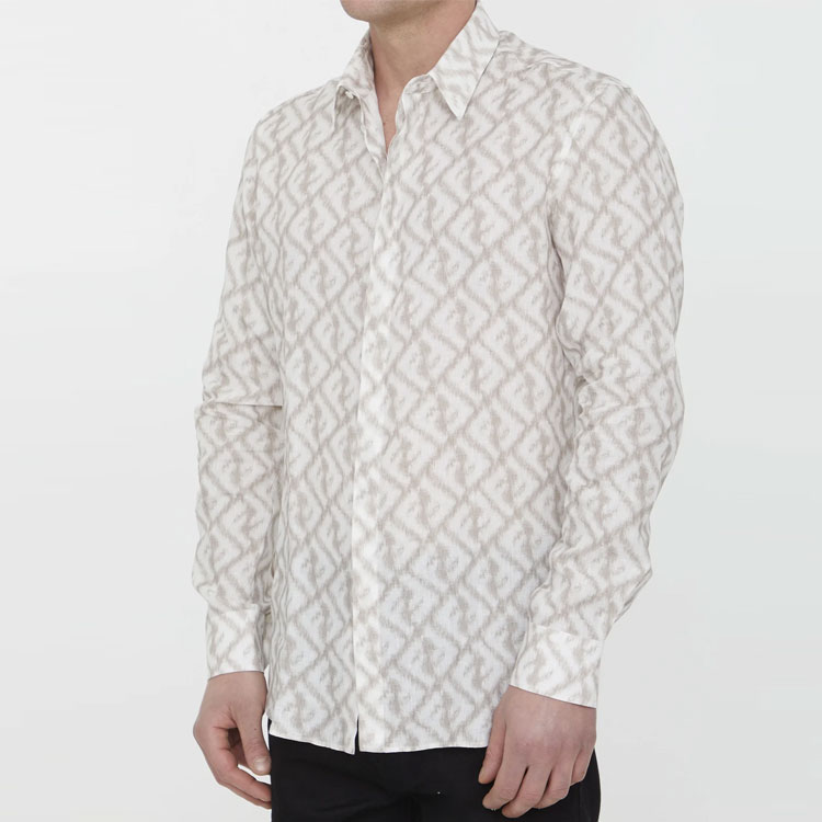 Purchase FENDI SS23 米色长袖衬衫全版印花标志款式. FS0585AN0KF18DO