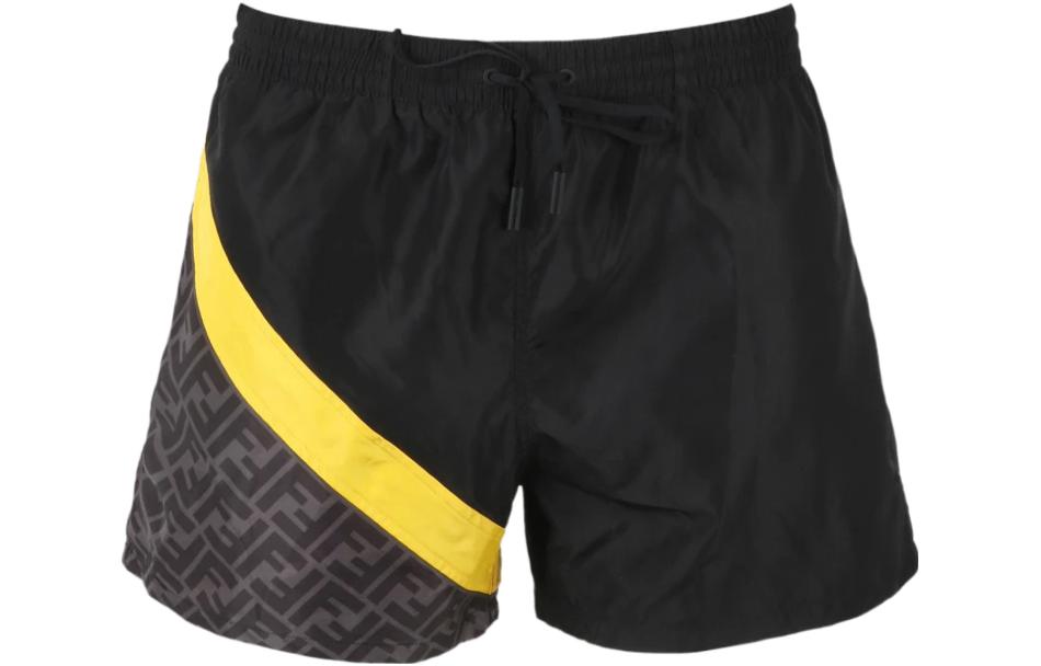 FENDI SS23  Black Color-Block Logo Print Drawstring Shorts FXB077AN69F1KRX