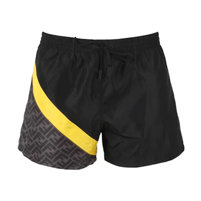 FENDI SS23 Black Color-Block Logo Print Drawstring Shorts FXB077AN69F1KRX