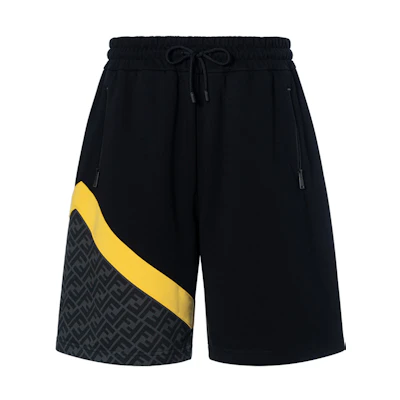 FENDI SS23 Black Colorblock Elastic Waist Drawstring Casual Shorts. FAB656AN67F1KRX