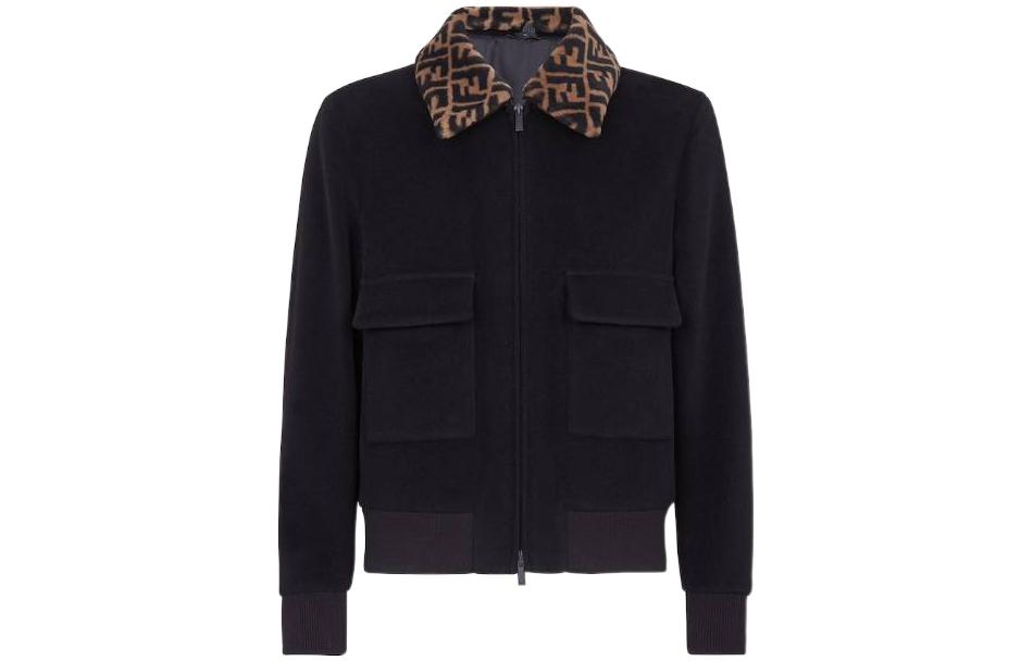 FENDI SS23  Black Detachable Collar Single-Breasted Jacket. FW0123A9C7F0QA1