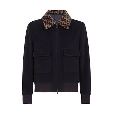 FENDI SS23 Black Detachable Collar Single-Breasted Jacket. FW0123A9C7F0QA1