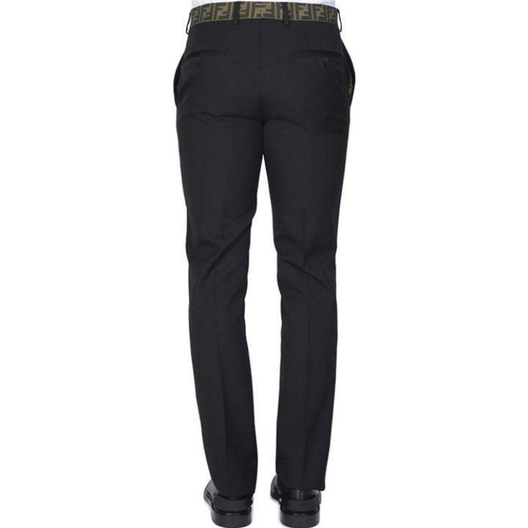 Shop FENDI SS23 黑色字母印花弹力休闲裤. FB0366-A74Q-F0QA1