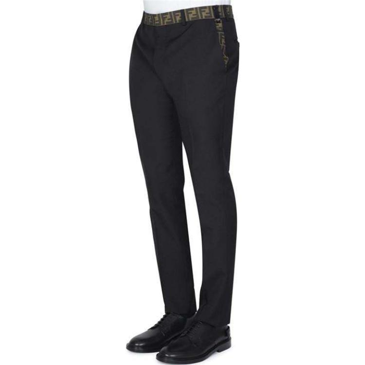 Purchase FENDI SS23 黑色字母印花弹力休闲裤. FB0366-A74Q-F0QA1