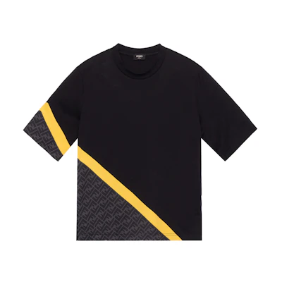 FENDI SS23 Black Logo Crewneck Casual Short Sleeve T-Shirt. FAF682AN68F1KRX