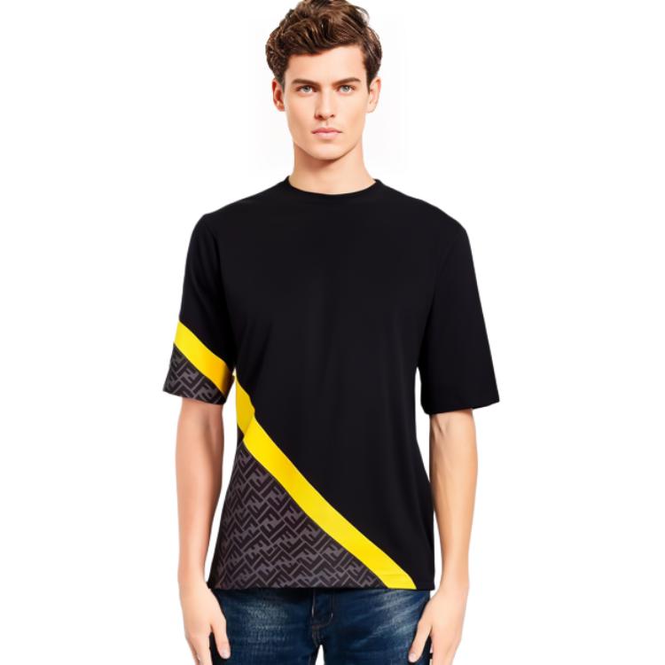 Sizing フェンディ SS23 ブラック ロゴ クルーネック カジュアル 半袖 Tシャツ. FAF682AN68F1KRX