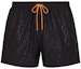 Shop FENDI SS23 黑色logo印花弹力直筒泳裤. FXB077AGBRF1KQR