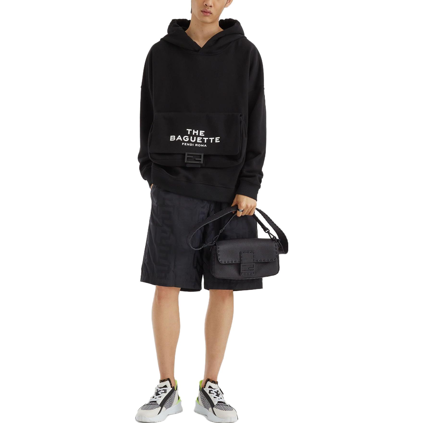 Shop 芬迪 SS23 黑色 logo 印花长袖卫衣。 FY1218AX2HF0QA1