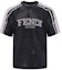 Buy FENDI SS23 Black Silver Logo Crewneck Casual T-Shirt. FAF692APC2F01I5